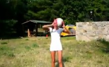 Cute Russian Girl Sucking Cock Outdoors