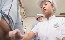Nasty Asian Nurse Rubbing Her Patients Starved Cock