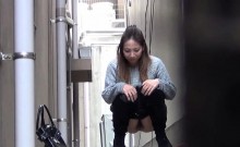Asian Squatting To Piss