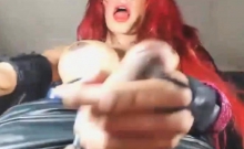 Redhead Shemale Strokes Her Cock Until She Cums