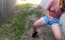Fingering and Peeing Pants in The Backyard