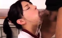 Cute amateur asian gives a wet blowjob