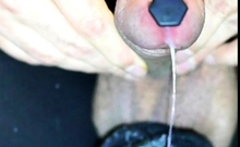 deep peehole cumming with big screw in cock gimp slave