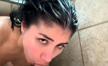 Showering with StepSister - POV blowjob with mouthful