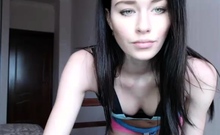 Beautiful teen brunette Jessica Sinn masturbates