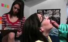 Playful College Girls Learning To Give Blowjob